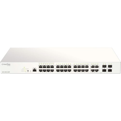 D-Link 28-Port Nuclias Cloud-Managed PoE Switch - 28 Ports - Manageable - 2 Layer Supported - Modular - 4 SFP Slots - Optical Fiber, Twisted Pair - DBS-2000-28MP