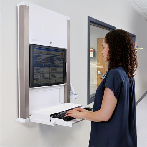 Ergotron CareFit Mounting Enclosure for LCD Display, Mini PC, Computer - White - Height Adjustable - 24" to 27" Screen Support - 23.59 lb Load Capacity - 100 - 61-367-030 - Image 5