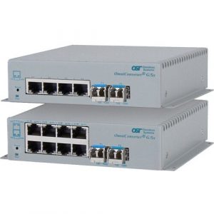 Omnitron Systems OmniConverter Unmanaged Gigabit, MM ST, RJ-45, Ethernet Fiber Switch - 4 x 10/100/1000BASE-T, 1 x 1000BASE-X, AC Power, 5 Year Warranty 2860-0-14-1 - 2860-0-14-1