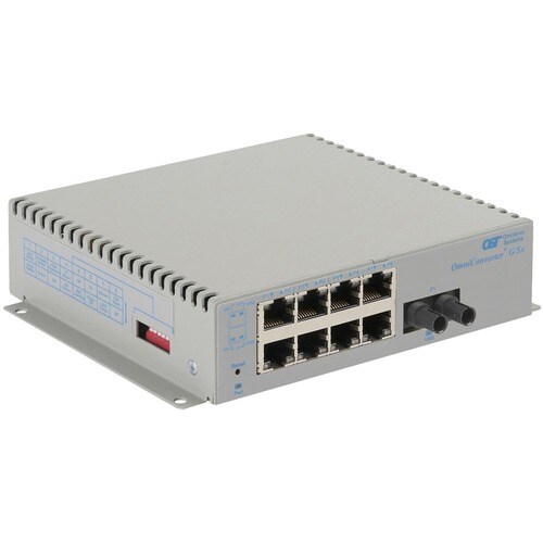 Omnitron Systems OmniConverter Unmanaged Gigabit, SM ST, RJ-45, Ethernet Fiber Switch - 8 x 10/100/1000BASE-T, 1 x 1000BASE-X, AC Power, 5 Year Warranty 2861-1-18-1 - 2861-1-18-1