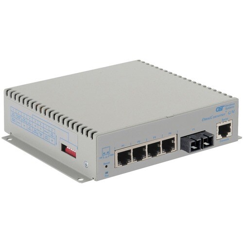 Omnitron Systems OmniConverter Managed Gigabit, MM ST, RJ-45, Ethernet Fiber Switch - 4 x 10/100/1000BASE-T, 1 x 1000BASE-X, AC Power, 5 Year Warranty 2822-6-14-1 - 2822-6-14-1