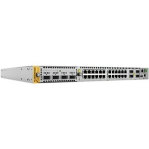 Allied Telesis x950-28XTQm Layer 3 Switch – 24 Ports – Manageable – 3 Layer Supported – Modular – 255.30 W Power Consumption – Optical Fiber, - AT-X950-28XTQM-B05