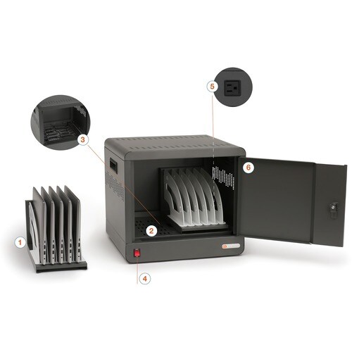 Bretford CUBEMICROSTATION AC PWR PADLOCK CUBE MS AC POWER PADLOCK CHARCOAL TVS10PAC-CK - Image 5