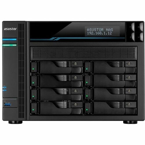 Asustor Lockerstor 8 AS6508T - 8 Bay NAS, 2.1GHz Quad-Core, 2 M.2 NVMe SSD Slot, 10GbE Port, 2.5GbE Port, 8GB RAM DDR4, Enterprise Network Attached Storage (Diskless) - - AS6508T