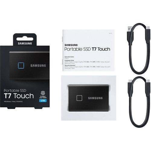 Samsung T7 MU-PC2T0K/WW 2 TB Portable Solid State Drive - External - PCI Express NVMe - Black - Gaming Console Device Supported - USB 3.2 (Gen 2) Type - MU-PC2T0K/WW