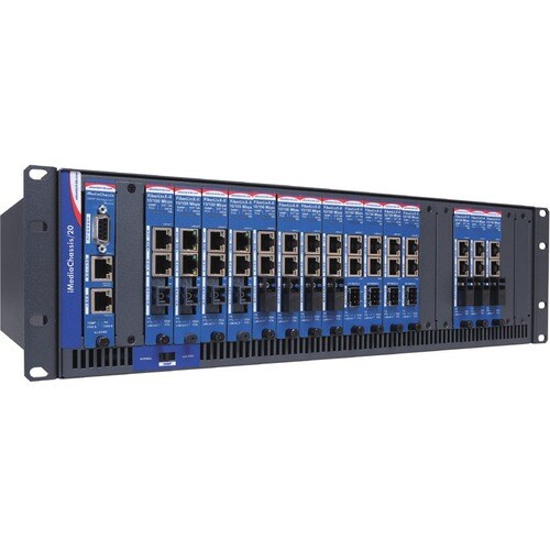 Managed Modular 20-slot Media Converter Chassis, 2 DC Power (also known as MediaChassis 605-10145-2DC) IMC-719-2DC