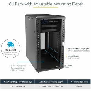 StarTech.com 15U SERVER RACK CABINET 4 POST RK1836BKF