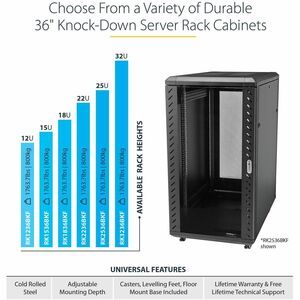 StarTech.com 15U SERVER RACK CABINET 4 POST RK1836BKF - Image 3