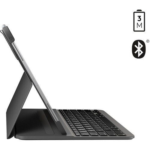 Logitech Slim Folio Pro Keyboard/Cover Case (Folio) for 12.9" iPad Pro (3rd Generation), iPad Pro (4th Generation) Tablet - Oxford Gray - Scuff Resistant, Scratch Resistant, Spill Resistant, - 920-009703 - Image 3
