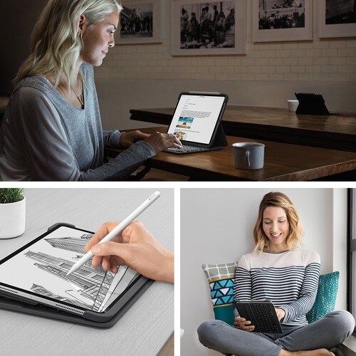 Logitech Slim Folio Pro Keyboard/Cover Case (Folio) for 12.9" iPad Pro (3rd Generation), iPad Pro (4th Generation) Tablet - Oxford Gray - Scuff Resistant, Scratch Resistant, Spill Resistant, - 920-009703 - Image 5
