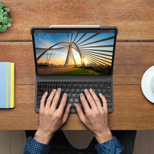Logitech Slim Folio Pro Keyboard/Cover Case (Folio) for 12.9" iPad Pro (3rd Generation), iPad Pro (4th Generation) Tablet - Oxford Gray - Scuff Resistant, Scratch Resistant, Spill Resistant, - 920-009703 - Image 7
