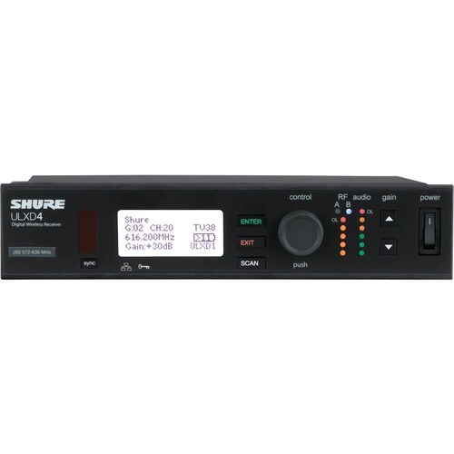 Shure Digital Wireless Receiver - 174 MHz to 216 MHz Operating Frequency - 25 kHz - 328.08 ft Operating Range ULXD4=-V50 - ULXD4=-V50