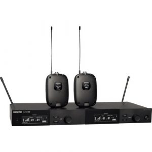 Shure Dual Wireless System with two SLXD1 Bodypack Transmitters - 470 MHz to 514 MHz Operating Frequency - 20 Hz to 20 kHz Frequency Response - 328.08 ft - SLXD14D-G58