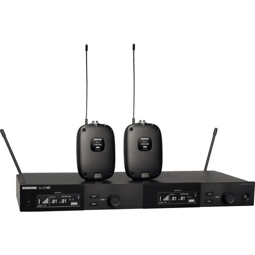 Shure Dual Wireless System with two SLXD1 Bodypack Transmitters - 470 MHz to 514 MHz Operating Frequency - 20 Hz to 20 kHz Frequency Response - 328.08 ft - SLXD14D-G58