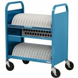 Bretford Transport Cart - TVCT30AC - 4 Casters - 5" Caster Size - Steel - 28.70" Width x 18" Depth x 37" Height - Sky - For 30 - TVCT30AC-SKY
