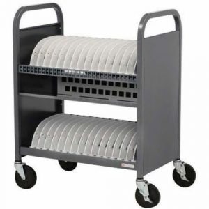 Bretford Transport Cart - TVCT30AC - 4 Casters - 5" Caster Size - Steel - 28.70" Width x 18" Depth x 37" Height - Platinum - For 30 - TVCT30AC-PM