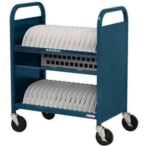 Bretford Transport Cart - TVCT30AC - 4 Casters - 5" Caster Size - Steel - 28.70" Width x 18" Depth x 37" Height - Topaz - For 30 - TVCT30AC-TZ - Image 3