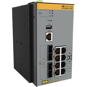Allied Telesis 8X 10/100/1000T 4X100/1000X SFP INDUSTRIAL ENET LAYER 3 SWITCH AT-IE340-12GT-80
