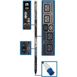 Eaton Tripp Lite Series 16.2kW 208V 3PH Monitored Per-Outlet PDU - LX Interface, Gigabit, 18 Outlets, IEC 309 60A Blue Input, LCD, 1.8 m Cord, 0U 1.8 m - PDU3EVNR6G60A