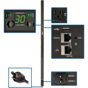 Eaton Tripp Lite Series 2.9kW Single-Phase Monitored Per-Outlet PDU - LX Platform, 24 5-15/20R Outlets (120V), L5-30P Input, 0U, TAA - Monitored - NEMA L5-30P - 24 x - PDUNVR30LX