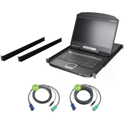 IOGEAR 8-Port 18.5" Widescreen Short Depth LCD KVM Switch - 8 Computer(s) - 18.5" LCD - HD - 1366 x 768 - 4:3 - 2 x PS/2 Port - GCL1908WKITU