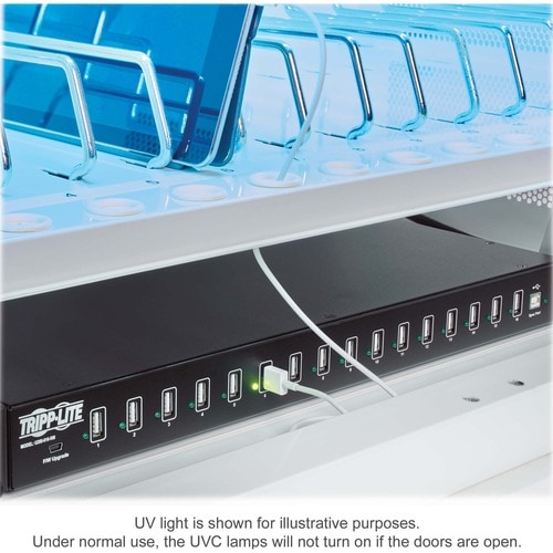 Eaton Tripp Lite Series Safe-IT Multi-Device UV Charging Station, Hospital-Grade, 16 USB Ports, iPad and Android Tablets, Antimicrobial, White - 1 x Shelf(ves) - 18.8" Height x 30.3" - CS16USBWHG - Image 11