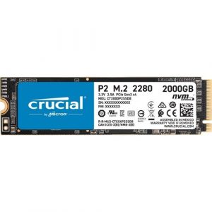 Crucial P2 CT2000P2SSD8 2 TB Solid State Drive - M.2 2280 Internal - PCI Express NVMe (PCI Express NVMe 3.0 x4) - 600 TB TBW - 2400 MB/s - CT2000P2SSD8