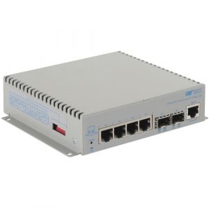Omnitron Systems OmniConverter 10G/M, 2xSFP/SFP+, 8xRJ-45, 1xDC Powered Extended Temp - 10 Ports - Manageable - 2 Layer Supported - Modular - Optical Fiber, Twisted Pair - Wall - 2900-0-28-9Z