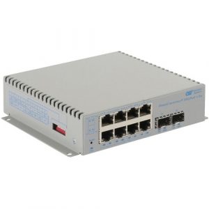 Omnitron Systems OmniConverter 10GPoE+/Sx PoE+, 2xSFP/SFP+, 8xRJ-45, 1xDC Powered Extended Temp - 10 Ports - 2 Layer Supported - Modular - 30 W PoE Budget - Optical Fiber, - 9581-0-28-9Z