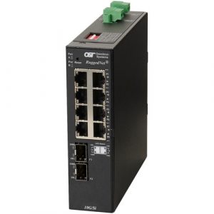 Omnitron Systems RuggedNet 10G/Si , 2xSFP/SFP+, 8xRJ-45, 2xDC Powered Industrial Temp - 10 Ports - 2 Layer Supported - Modular - Optical Fiber, Twisted Pair - PoE Ports - 2903-0-28-2Z