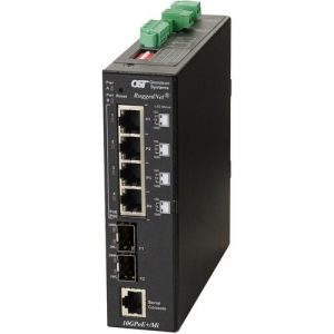 Omnitron Systems RuggedNet 10GPoE+/Mi PoE+, 2xSFP/SFP+, + 4xRJ-45, 2xDC Powered Industrial Temp - 6 Ports - Manageable - 2 Layer Supported - Modular - Optical Fiber, Twisted Pair - 9582-0-24-2Z