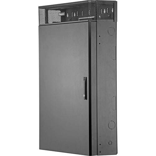 Panduit TrueEdge Vertical Wall Mount Enclosure, 3RU, Black - For Server, Switch, Networking - 3U Rack Height - Wall Mountable Enclosed Cabinet - Black - Steel - 200 - WME3BL