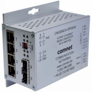 6 PORT GB E NET MEDIA CONVERT 2 SFP FX 4TX W/60W POE+ 2 CONTACTS - CNGEMC4+2POEHO/M