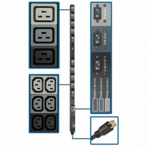 Eaton Tripp Lite Series 8.6kW 208/120V Three-Phase Basic PDU - 48 Outlets (36 C13, 6 C19, 6 5-15/20R), L21-30P Input, 6 ft. Cord, 70 in. 0U Rack - - PDU3V6L2130