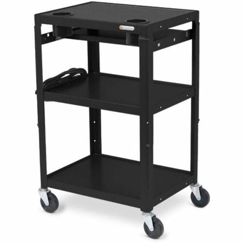 Bretford MIC Mobile Teacher Cart - 4 Casters - Steel - 24" Width x 18" Depth x 42" Height - Black Pumice MICC6-BP - MICC6-BP