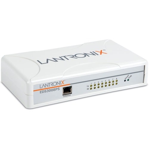 Lantronix EDS EDS3008PS Device Server - New - 512 MB - Twisted Pair - 1 x Network (RJ-45) - 8 - 10/100/1000Base-T - Gigabit Ethernet - Desktop, Wall - EDS3008PS1NS