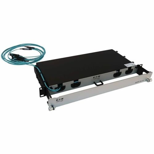Eaton Tripp Lite Series Preloaded Fiber Panel, 1U - 2x (3x8F MTP/MPO-PC F/F) 24F Trunk Cables, OM4 Multimode, 20 m (65.6 ft.) - 1U High - Aqua, Black - N48M-2M3X8M-20 - Image 5