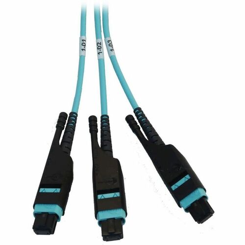 Eaton Tripp Lite Series Preloaded Fiber Panel, 1U - 2x (3x8F MTP/MPO-PC F/F) 24F Trunk Cables, OM4 Multimode, 20 m (65.6 ft.) - 1U High - Aqua, Black - N48M-2M3X8M-20 - Image 8