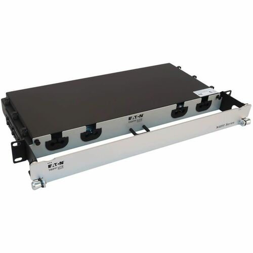 Eaton Tripp Lite Series Preloaded Fiber Panel, 1U - 2x (3x8F MTP/MPO-PC F/F) 24F Trunk Cables, OM4 Multimode, 20 m (65.6 ft.) - 1U High - Aqua, Black - N48M-2M3X8M-20