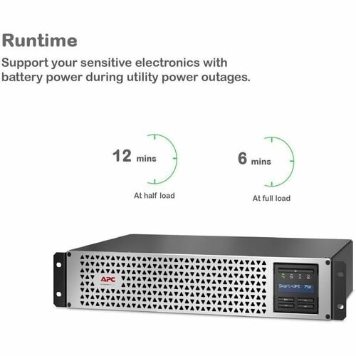 APC Smart-UPS, Line Interactive, 750VA, Lithium-ion, Rack/Tower, 2U, 120V, 6x NEMA 5-15R outlets, SmartConnect Port+Network Card, Short Depth, AVR SMTL750RM2UCNC - Image 3