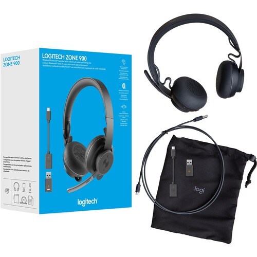 Logitech Zone 900 On-Ear Wireless Bluetooth Headset with advanced noise-canceling microphone, connect up to 6 wireless devices with one receiver, quick access to ANC and Bluetooth - Stereo - 981-001100 - Image 7