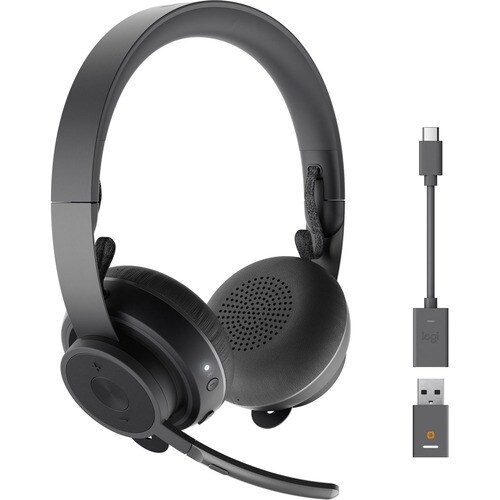 Logitech Zone 900 On-Ear Wireless Bluetooth Headset with advanced noise-canceling microphone, connect up to 6 wireless devices with one receiver, quick access to ANC and Bluetooth - Stereo - 981-001100
