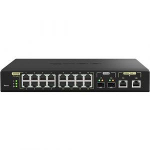 QNAP QSW-M2116P-2T2S Ethernet Switch - 18 Ports - Manageable - 10 Gigabit Ethernet - 2 Layer Supported - Modular - 350 W Power Consumption - 280 W PoE - QSW-M2116P-2T2S-US