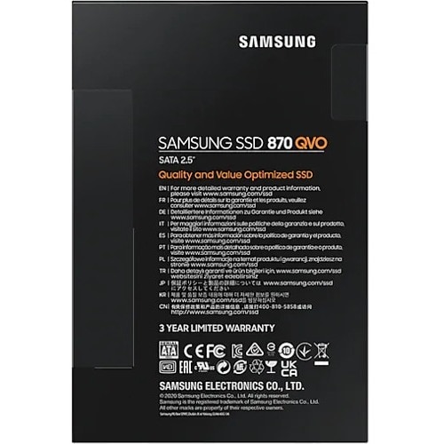 Samsung 870 QVO MZ-77Q4T0BW 4 TB Solid State Drive - 2.5" Internal - SATA (SATA/600) - 0.33 DWPD - 550 MB/s Maximum Read Transfer Rate - 256-bit Encryption - MZ-77Q4T0BW - Image 7