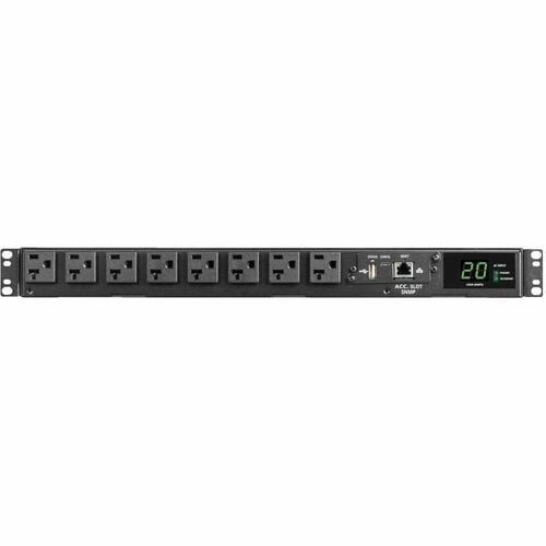 Eaton Tripp Lite Series 1.92kW 120V Single-Phase ATS/Monitored PDU - 16 5-15/20R Outlets, Dual L5-20P/5-20P Inputs, 12 ft. Cords, 1U, TAA - Metered Auto Transfer Switch - NEMA - PDUMNH20AT1 - Image 2