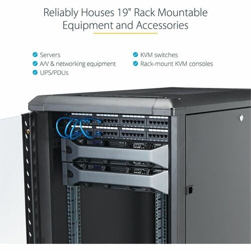 32U SERVER RACK CABINET 4 POST NETWORK EQUIPMENT RACK W/ CASTERS - RK3236BKF - Image 5
