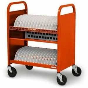 Bretford CUBE Transport Cart - TVCT30AC - 4 Casters - Steel - 28.70" Width x 18" Depth x 37" Height - Tangerine - For 30 Devices TVCT30AC-90DTAG - TVCT30AC-90DTAG