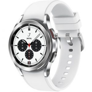 Samsung Galaxy Watch4 Classic, 42mm, Silver, Bluetooth - Accelerometer, Gyro Sensor, Barometer, Ambient Light Sensor, Digital Compass, Optical Heart Rate Sensor, Electrical Heart Sensor - Text Messaging, Music - SM-R880NZSAXAA