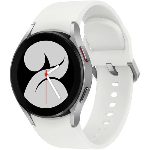 Samsung Galaxy Watch4, 40mm, Silver, Bluetooth - Accelerometer, Gyro Sensor, Barometer, Ambient Light Sensor, Digital Compass, Optical Heart Rate Sensor, Electrical Heart Sensor - Text Messaging, Music Player - SM-R860NZSAXAA