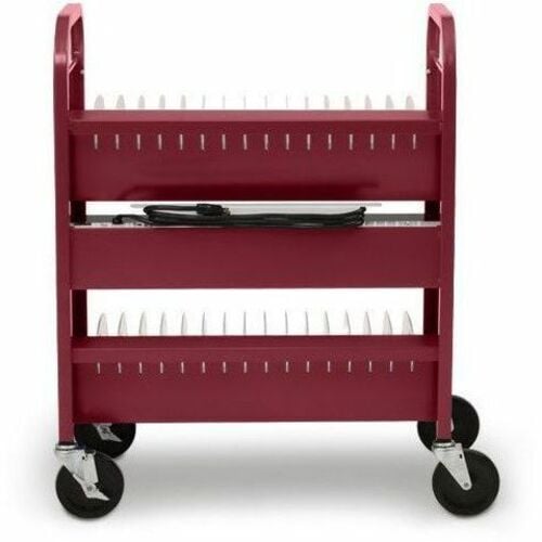 Bretford CUBE Transport Cart - TVCT30AC - 4 Casters - Steel - 28.70" Width x 18" Depth x 37" Height - Maroon - For 30 Devices TVCT30AC-90DMA - TVCT30AC-90DMA - Image 3
